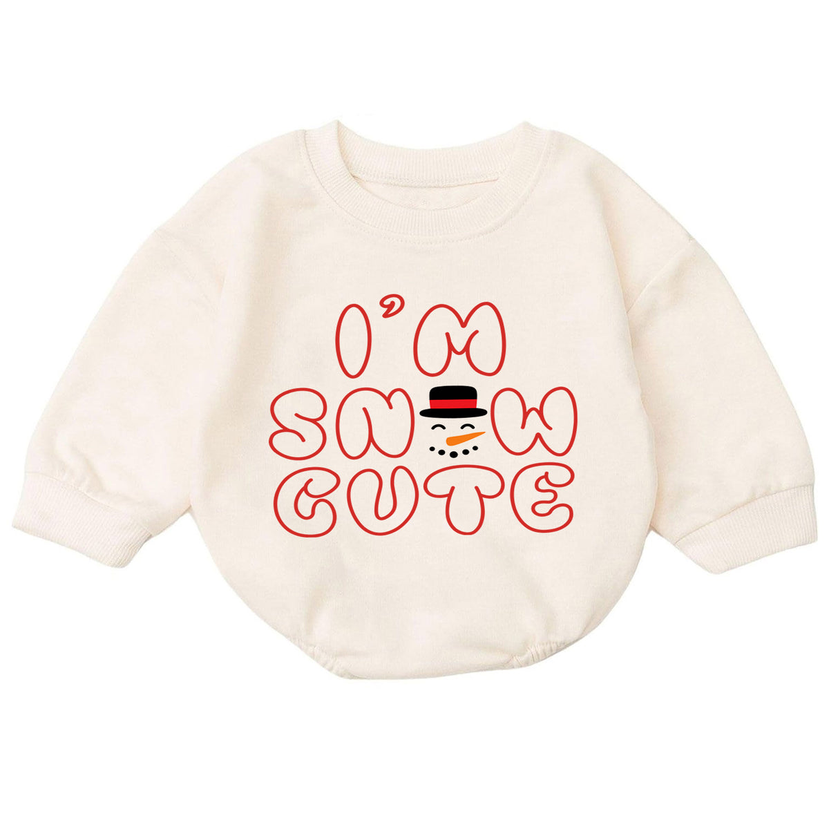 I'm Snow Cute Baby Christmas Romper, Minimal Snowman Holiday Outfit, Toddler Winter Clothes, Cute Xmas Gift — product view 7