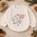 Santa's Silliest Goose Baby Romper, Funny Goose Christmas Romper, Toddler 1st Birthday Holiday Outfit, Silly Goose Xmas Gift for Baby — product view 1