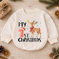 My 1st Christmas Reindeer Baby Romper, Watercolor Deer Holiday Romper, Baby First Christmas & 1st Birthday Outfit, Keepsake Gift — product view 1