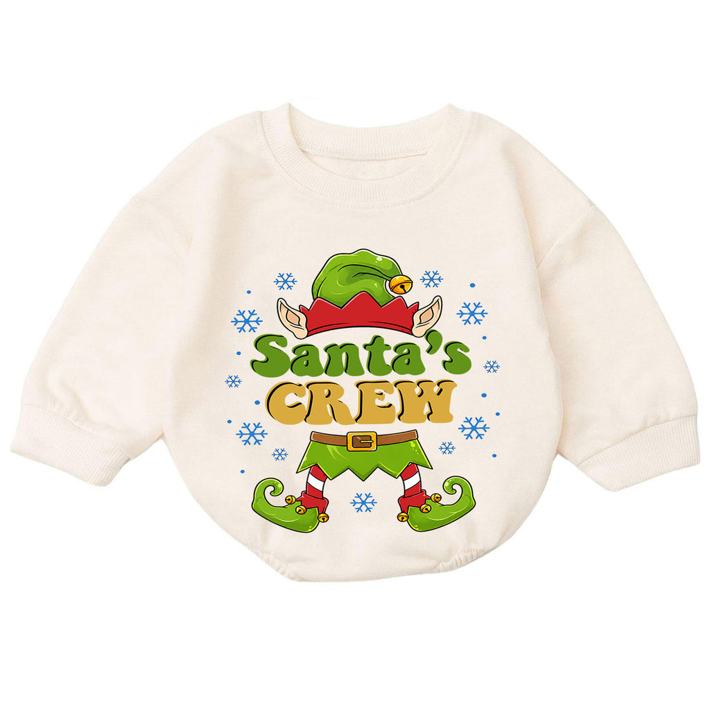 Santa's Crew Baby Romper, Cute Christmas Elf Outfit, Funny Holiday Romper, Toddler Xmas Gift, Baby 1st Christmas Keepsake — product view 7