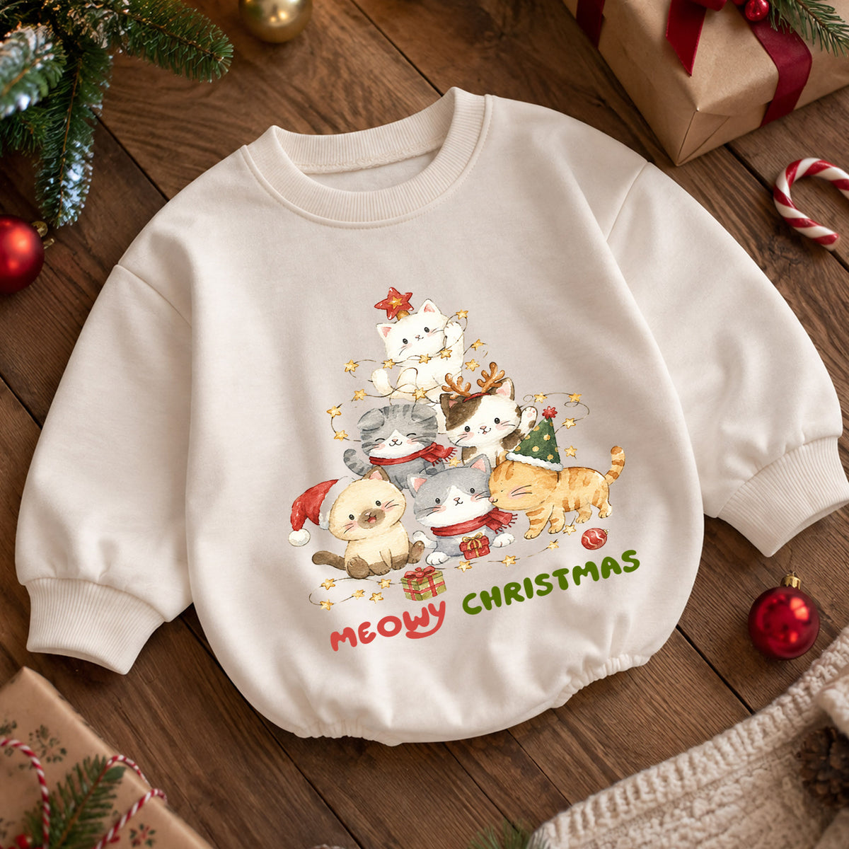My First Christmas Baby Romper, Christmas Tree Baby Holiday Outfit, Baby 1st Christmas & 1st Birthday Romper, Cute Toddler Xmas Gift — product view 5