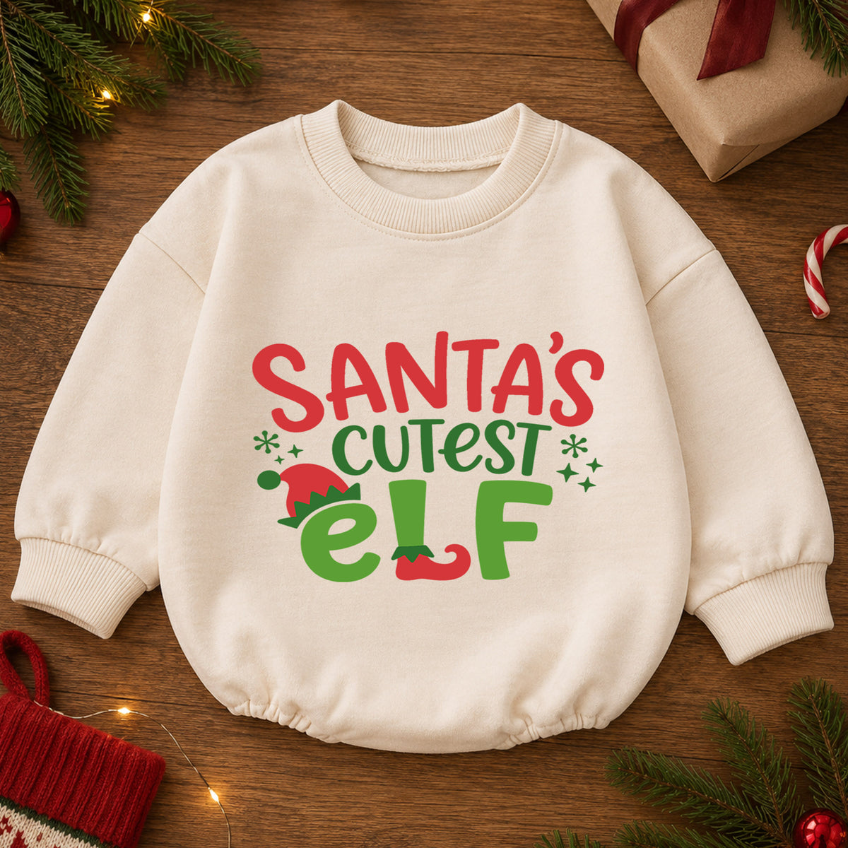 My 1st Christmas Baby Romper, Christmas Tree Santa Hat Holiday Outfit, Baby First Christmas & 1st Birthday Gift, Cute Toddler Xmas Romper — product view 2