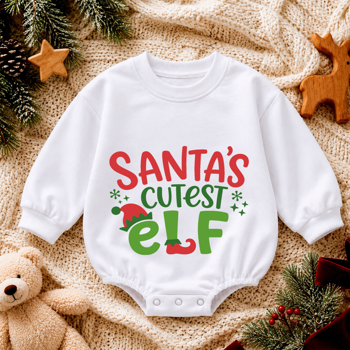 My 1st Christmas Baby Romper, Christmas Tree Santa Hat Holiday Outfit, Baby First Christmas & 1st Birthday Gift, Cute Toddler Xmas Romper — product view 4