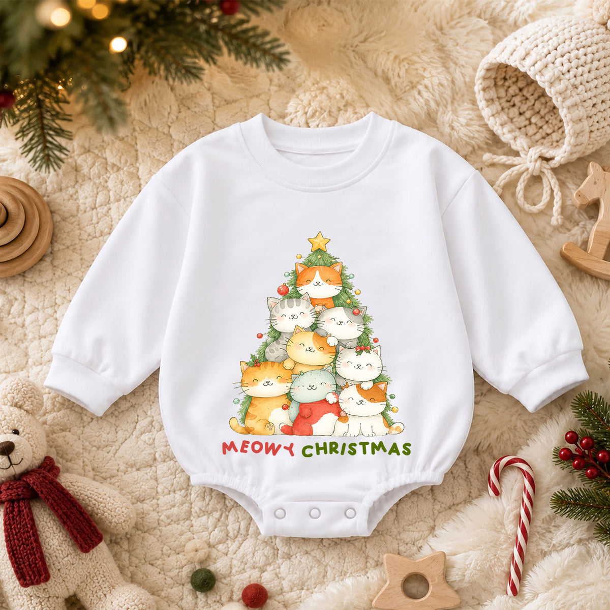 Vintage Snowman First Christmas Baby Romper, My 1st Christmas & 1st Birthday Holiday Outfit, Retro Snowman Xmas Gift — product view 3