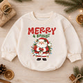 Merry and Bright Santa Baby Romper, Christmas Lights Holiday Outfit, Toddler Christmas Romper, Cute 1st Christmas Gift for Baby — product view 1