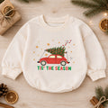 Christmas Movie With Mommy Baby Romper, Watching Christmas Movies Toddler Outfit, Mommy and Me Xmas Romper 1st Birthday Holiday Gift — product view 1