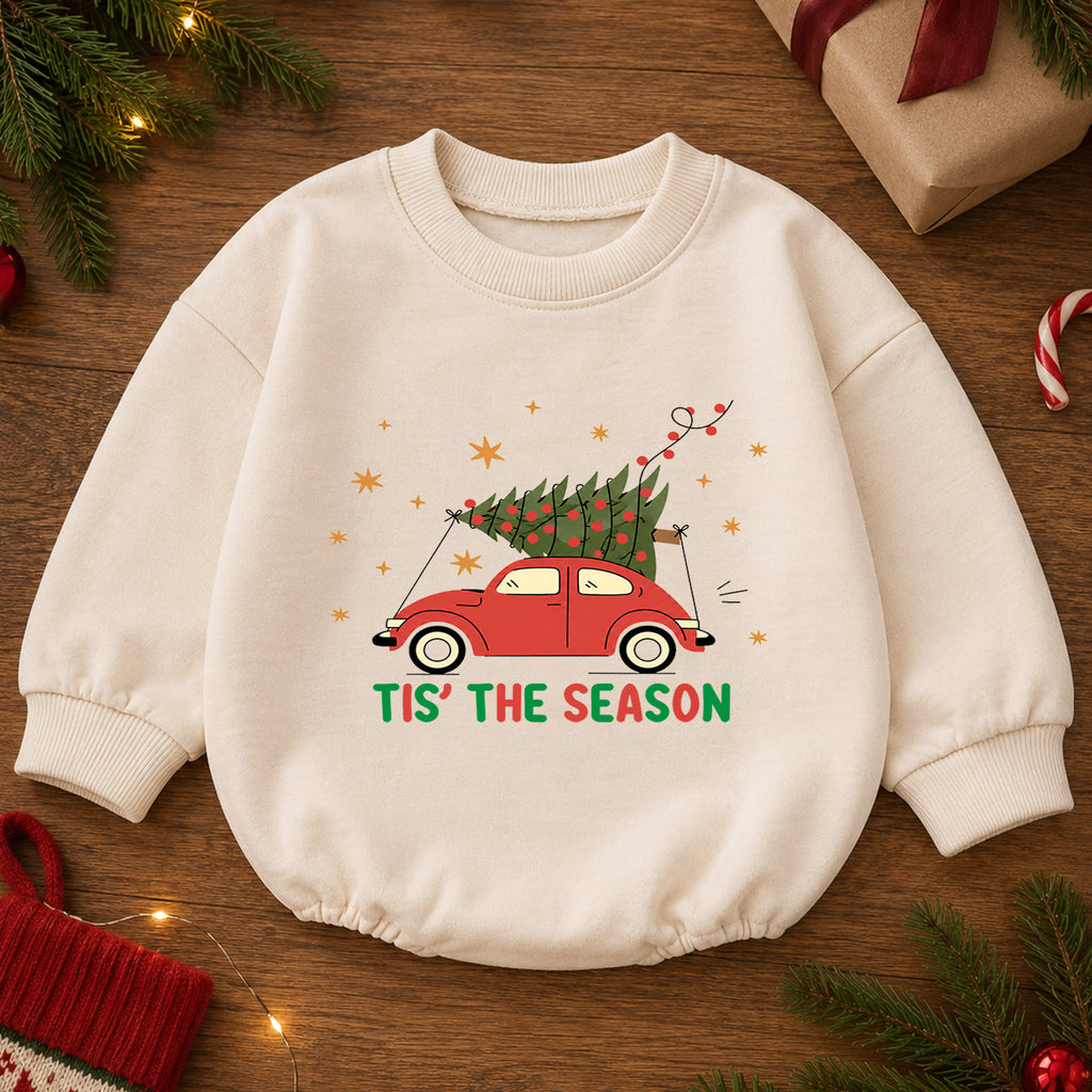 Christmas Movie With Mommy Baby Romper, Watching Christmas Movies Toddler Outfit, Mommy and Me Xmas Romper 1st Birthday Holiday Gift — product view 2