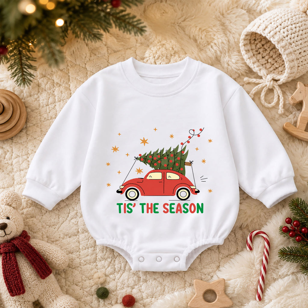 Christmas Movie With Mommy Baby Romper, Watching Christmas Movies Toddler Outfit, Mommy and Me Xmas Romper 1st Birthday Holiday Gift — product view 3