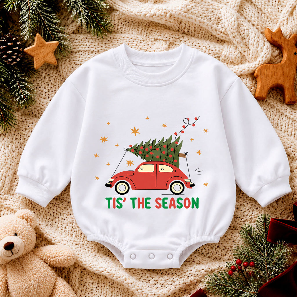 Christmas Movie With Mommy Baby Romper, Watching Christmas Movies Toddler Outfit, Mommy and Me Xmas Romper 1st Birthday Holiday Gift — product view 4