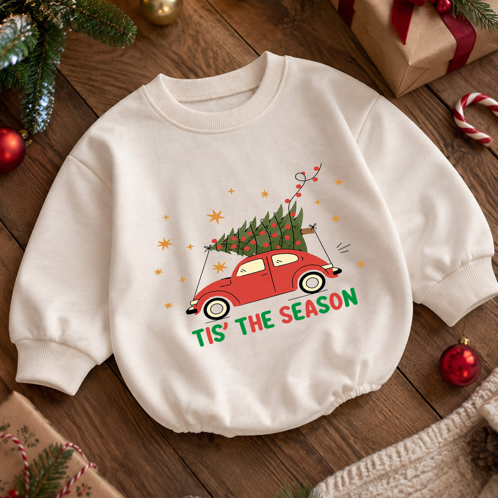 Christmas Movie With Mommy Baby Romper, Watching Christmas Movies Toddler Outfit, Mommy and Me Xmas Romper 1st Birthday Holiday Gift — product view 5