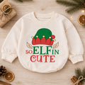 Santa We Good Baby Romper, Funny Christmas Toddler 1st Birthday Holiday Outfit, Cute Santa Claus Xmas Romper, Christmas Gift for Baby — product view 1
