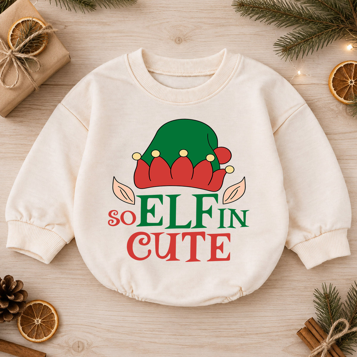 Santa We Good Baby Romper, Funny Christmas Toddler 1st Birthday Holiday Outfit, Cute Santa Claus Xmas Romper, Christmas Gift for Baby — product view 1