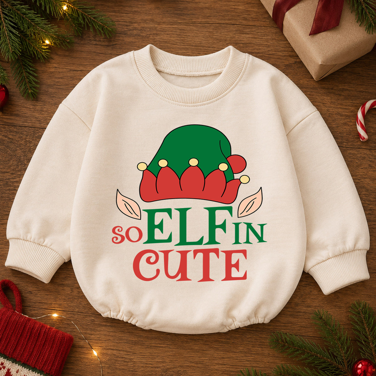 Santa We Good Baby Romper, Funny Christmas Toddler 1st Birthday Holiday Outfit, Cute Santa Claus Xmas Romper, Christmas Gift for Baby — product view 2