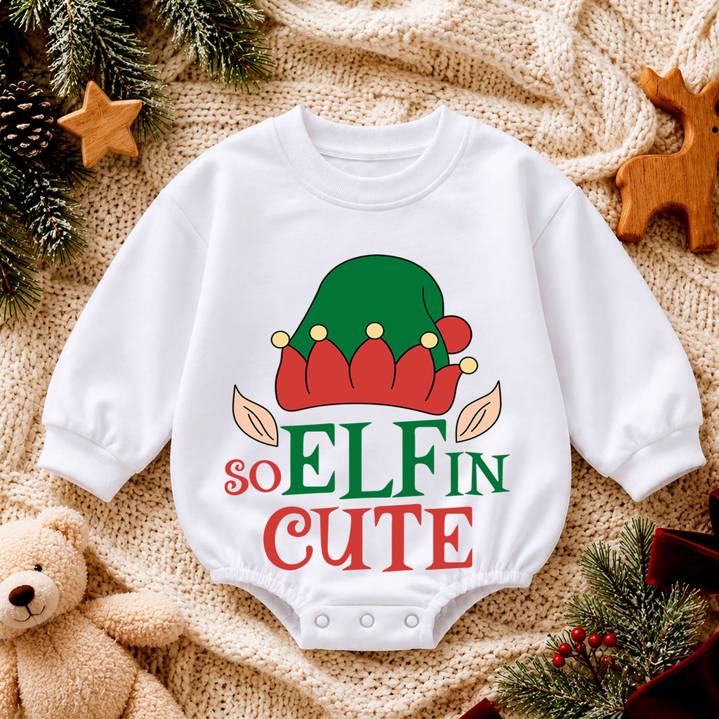 Santa We Good Baby Romper, Funny Christmas Toddler 1st Birthday Holiday Outfit, Cute Santa Claus Xmas Romper, Christmas Gift for Baby — product view 4