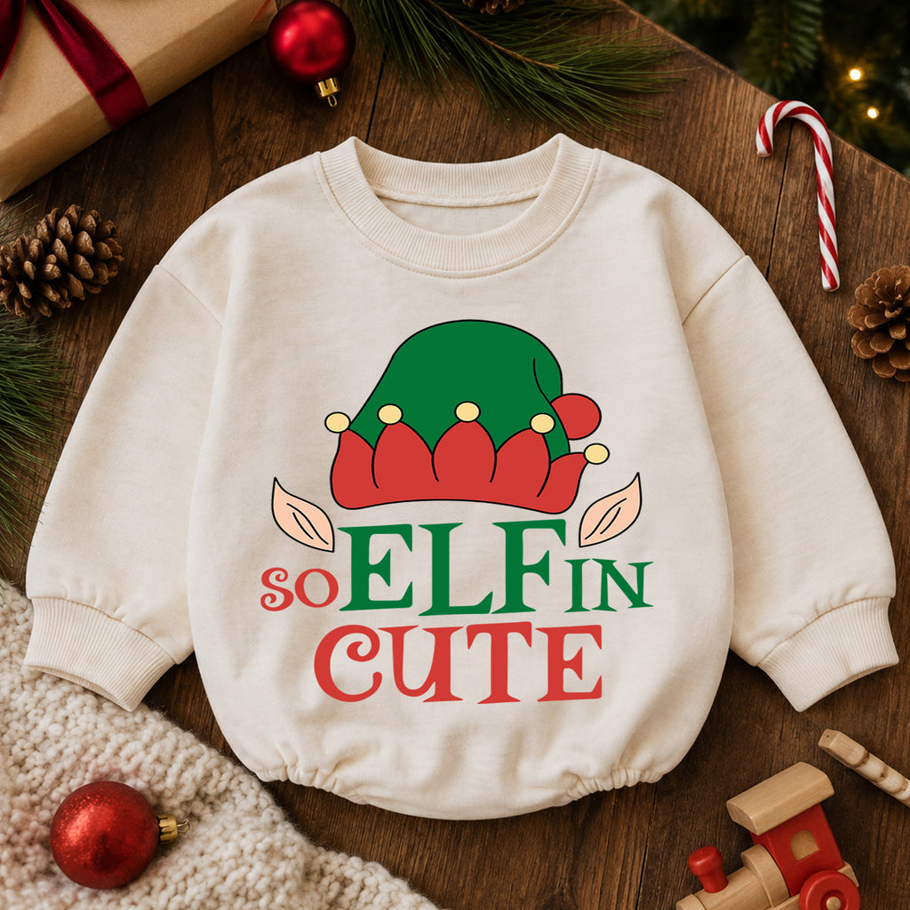 Santa We Good Baby Romper, Funny Christmas Toddler 1st Birthday Holiday Outfit, Cute Santa Claus Xmas Romper, Christmas Gift for Baby — product view 6