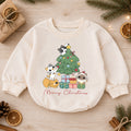 Meowy Christmas Cat Baby Romper, Cute Cat Holiday Outfit, Toddler Xmas Clothes, Christmas Kitty Baby Gift — product view 1