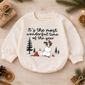 Most Wonderful Time Christmas Baby Romper, Funny Snowman Winter Outfit, Toddler Holiday Romper, Cute 1st Christmas Gift for Baby — product view 1