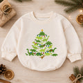 Dinosaur Christmas Tree Baby Romper, Dino Holiday Outfit, Toddler Xmas Clothes, Christmas Dinosaur Baby Gift — product view 1