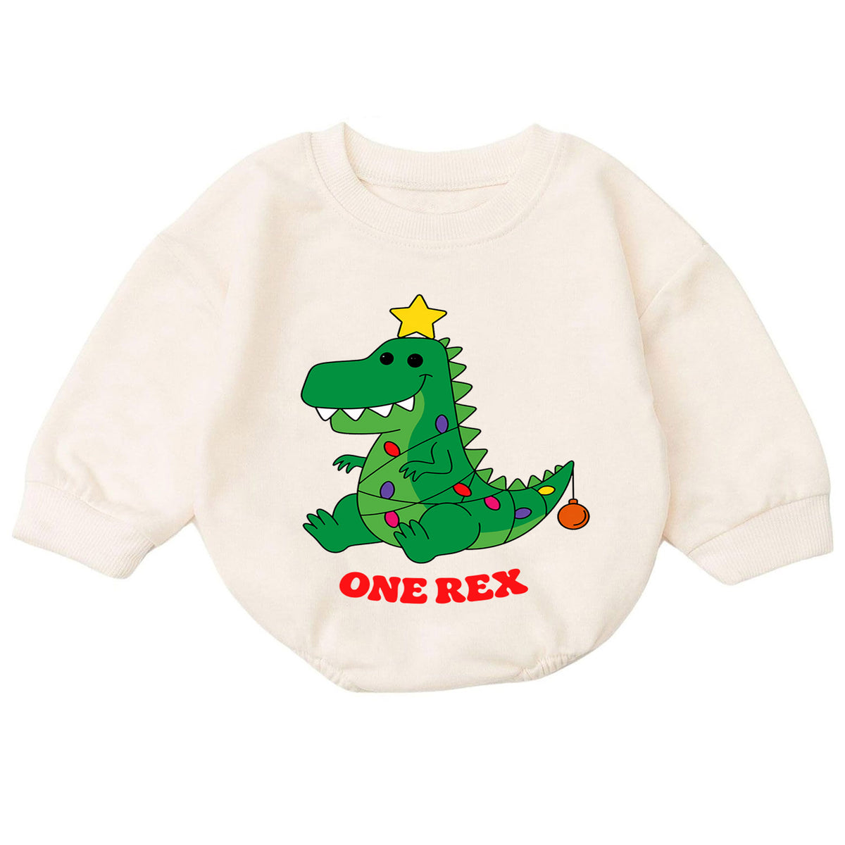 One Rex First Birthday Christmas Baby Romper, Dinosaur 1st Birthday Holiday Outfit, Toddler Xmas Birthday Gift — product view 7