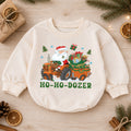 Ho Ho Dozer Baby Romper, Santa Tractor Christmas Outfit, Construction Toddler Holiday Romper, Funny Xmas Baby Gift — product view 1