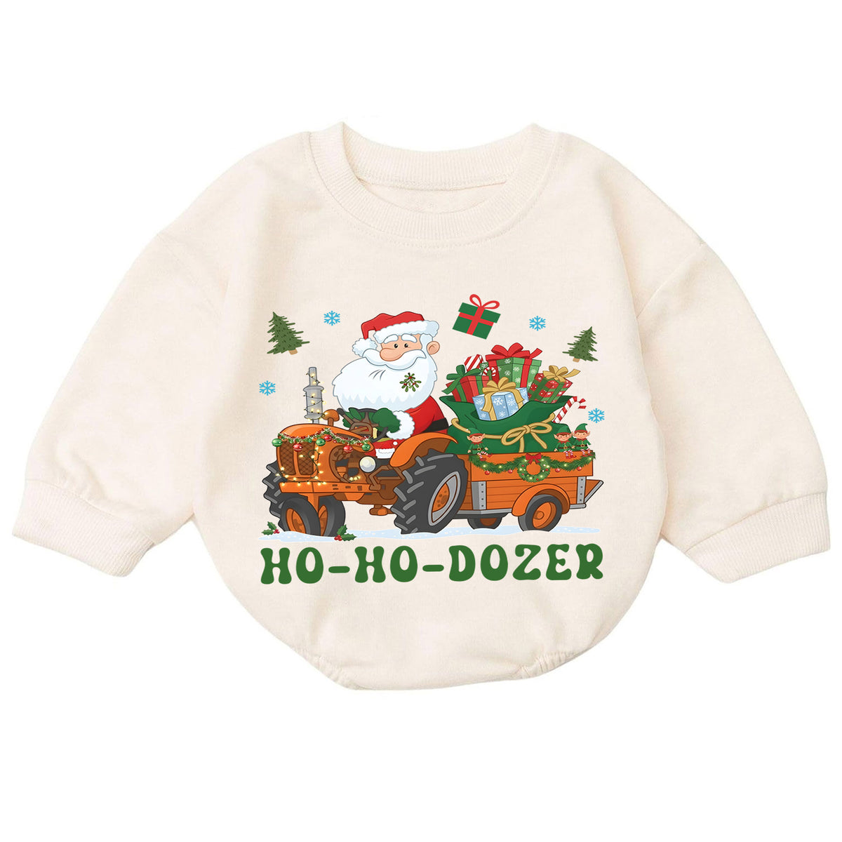 Ho Ho Dozer Baby Romper, Santa Tractor Christmas Outfit, Construction Toddler Holiday Romper, Funny Xmas Baby Gift — product view 7