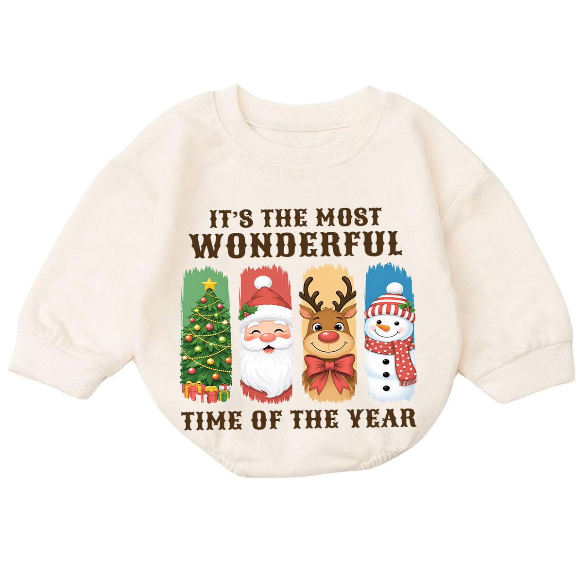 It's the Most Wonderful Time Christmas Baby Romper, Santa Reindeer Snowman Holiday Outfit, Cute 1st Christmas Gift for Baby — product view 7