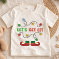 Let's Get Lit Kids Christmas Shirt, Funny Holiday Lights Tee, Cute Elf Christmas Outfit, Festive Holiday Gift for Kids Holiday Gift Idea — product view 1