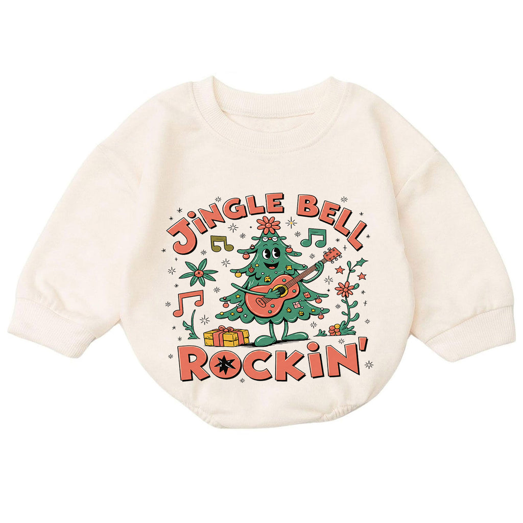Jingle Bell Rockin Christmas Tree Romper, Guitar Holiday Baby Outfit, 1st Birthday Xmas Gift, Baby 1st Christmas Keepsake — product view 7