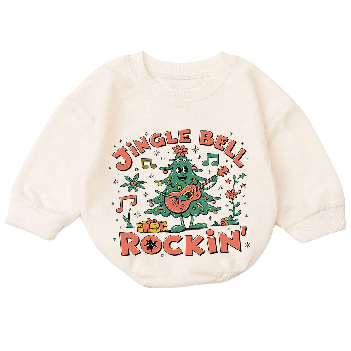 Jingle Bell Rockin Christmas Tree Romper, Guitar Holiday Baby Outfit, 1st Birthday Xmas Gift, Baby 1st Christmas Keepsake — product view 7