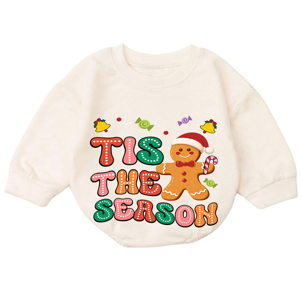 Gingerbread Christmas Baby Romper, Cute Holiday Cookie Outfit, Toddler Girl Xmas Romper, Tis the Season — product view 7