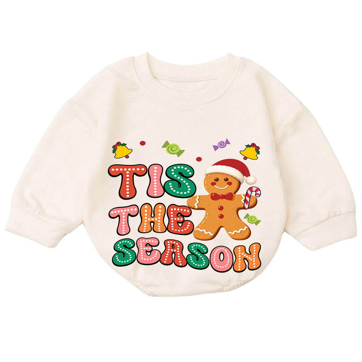 Gingerbread Christmas Baby Romper, Cute Holiday Cookie Outfit, Toddler Girl Xmas Romper, Tis the Season — product view 7