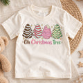 Oh Christmas Tree Kids Shirt, Christmas Cookie Tree Holiday T Shirt, Cute Pink Green Xmas Tee, Festive Christmas Gift for Kids — product view 1