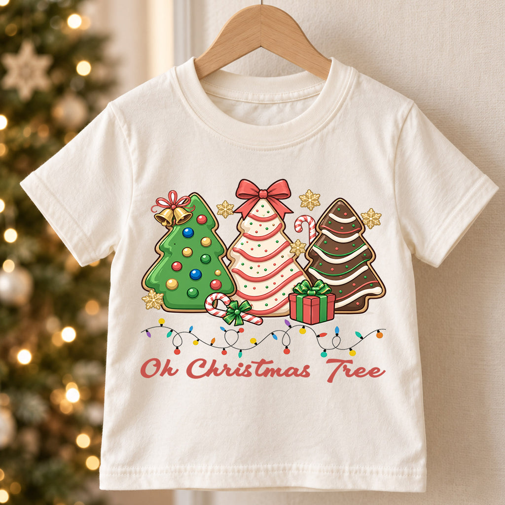 Oh Christmas Tree Kids Shirt, Christmas Cookie Tree T Shirt, Candy Cane Holiday Tee, Cute Festive Xmas Gift for Kids — product view 5