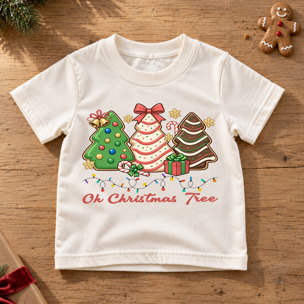 Oh Christmas Tree Kids Shirt, Christmas Cookie Tree T Shirt, Candy Cane Holiday Tee, Cute Festive Xmas Gift for Kids — product view 6