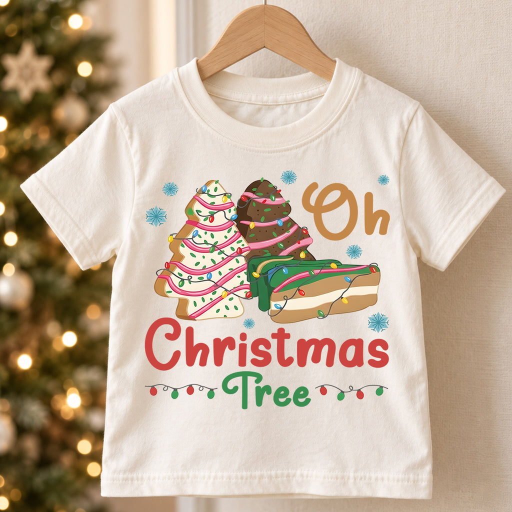 Oh Christmas Tree Kids Shirt, Christmas Tree Cookie Holiday Tee, Retro Bakery Xmas T Shirt, Cute Christmas Outfit for Kids — product view 5