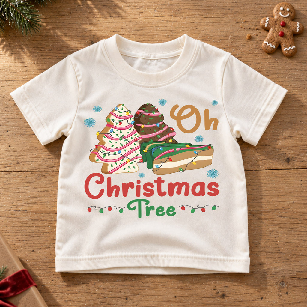 Oh Christmas Tree Kids Shirt, Christmas Tree Cookie Holiday Tee, Retro Bakery Xmas T Shirt, Cute Christmas Outfit for Kids — product view 6