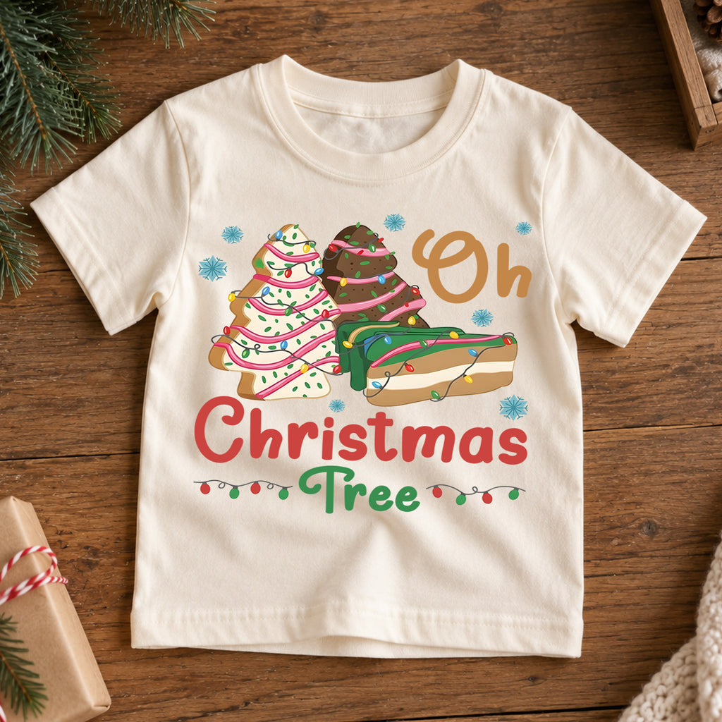 Oh Christmas Tree Kids Shirt, Christmas Tree Cookie Holiday Tee, Retro Bakery Xmas T Shirt, Cute Christmas Outfit for Kids — product view 7