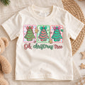 Oh Christmas Tree Girls Shirt, Pink Christmas Tree Holiday Tee, Coquette Bow Xmas T Shirt, Cute Christmas Gift for Kids — product view 1