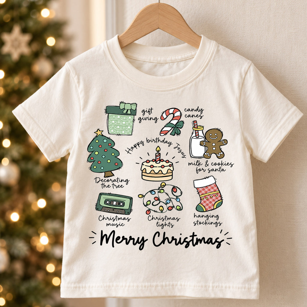 Christian Christmas Kids Shirt, Happy Birthday Jesus Holiday Tee, Christmas Traditions T Shirt, Religious Xmas Gift for Kids — product view 5