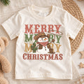 Cowboy Snowman Kids Christmas Shirt, Merry Merry Merry Western Holiday Tee, Cute Country Xmas Gift for Boys and Girls — product view 1