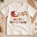 Santa Sleigh Kids Christmas Shirt, Reindeer Holiday T Shirt, Merry Christmas Tee for Children, Cute Festive Xmas Gift for Kids — product view 1