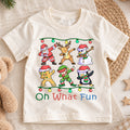 Oh What Fun Kids Christmas Shirt, Santa Reindeer Elf Holiday Tee, Funny Dabbing Xmas T Shirt, Festive Gift for Kids — product view 1