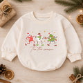 Christmas Character Baby Romper, Retro Santa Snowman Tree Outfit, Cute Toddler Holiday Gift, Tis the Season — product view 1