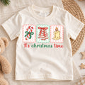 It's Christmas Time Kids Shirt, Candy Cane Tree Candle Holiday Tee, Retro Christmas T Shirt, Cute Festive Xmas Gift for Kids — product view 1