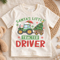Santa's Little Tractor Driver Kids Christmas Shirt, Christmas Tractor Tee, Farm Holiday T Shirt, Xmas Gift for Tractor Lover — product view 1