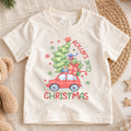 Rollin' Into Christmas Kids Shirt, Red Car Christmas Tree Tee, Holiday Road Trip T Shirt, Cute Xmas Gift for Kids — product view 1