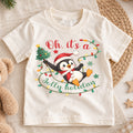 Jolly Holiday Penguin Kids Christmas Shirt, Cute Penguin Christmas Lights Tee, Santa Hat Holiday T Shirt, Xmas Gift for Kids — product view 1