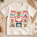 Christmas Stamp Kids Shirt, Santa Reindeer Penguin Holiday Tee, Vintage Postage Christmas Shirt for Kids, Cute Festive Holiday Outfit and Gift — product view 1