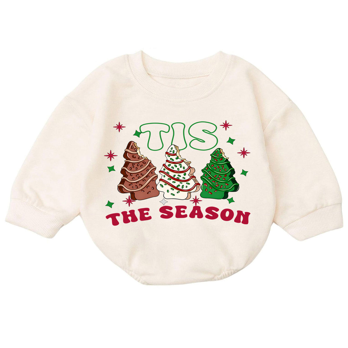 Christmas Cookie Baby Romper, Tis the Season Tree Treat Outfit, Retro Holiday Romper, Cute Toddler 1st Christmas Gift Set — product view 7