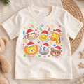 Christmas Safari Animals Kids Shirt, Cute Zoo Animal Holiday Tee, Santa Hat Animal T Shirt, Xmas Gift for Kids — product view 1